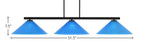 Atlas Three Light Bar in Matte Black with 16" Blue Italian Shade