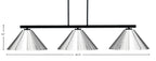 Atlas Three Light Island Pendant in Matte Black with 14" Chrome Cone Metal Shade Shade