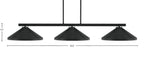 Atlas Three Light Bar in Matte Black with 14" Matte Black Cone Metal Shades Shade