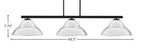 Atlas Three Light Bar in Matte Black with 13" Chrome Double Bubble Metal Shades Shade