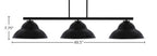 Atlas Three Light Bar in Matte Black with 13" Matte Black Double Bubble Metal Shades Shade