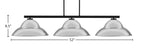 Atlas Three Light Bar in Matte Black with 16" Chrome Double Bubble Metal Shades Shade
