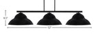 Atlas Three Light Bar in Matte Black with 16" Matte Black Double Bubble Metal Shades Shade