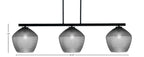 Atlas Three Light Bar in Matte Black with 16" Smoke Textured Glass Shade