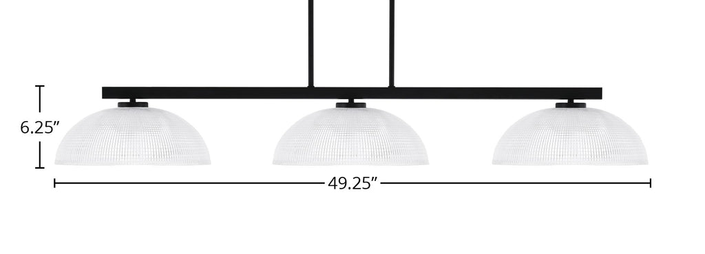Atlas Three Light Bar in Matte Black with 13" Clear Ribbed Shade