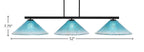 Atlas Three Light Bar in Matte Black with 16" Teal Crystal Shade
