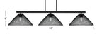 Atlas Three Light Bar in Matte Black with 14" Matte Black Cone Mesh Metal Shades Shade