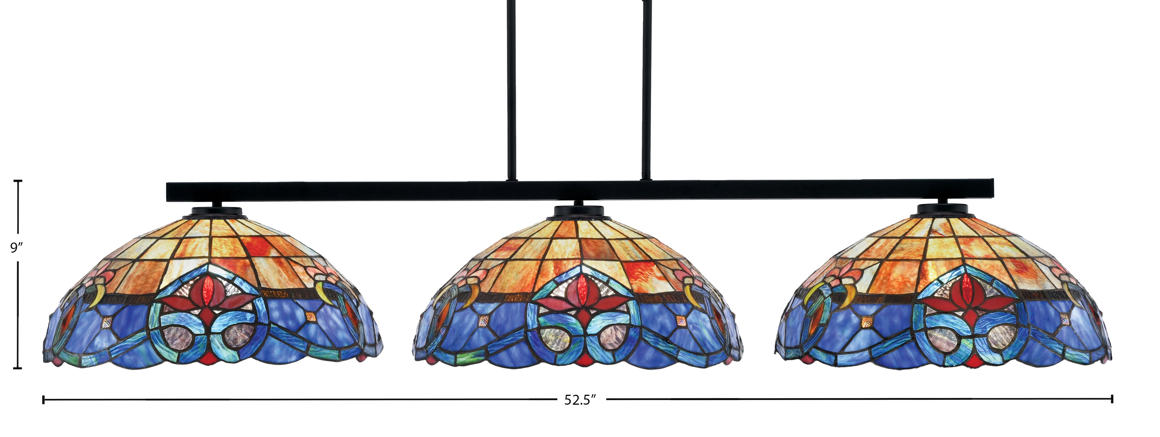 Atlas Three Light Bar in Matte Black with 16" Sierra Art Glass Shade