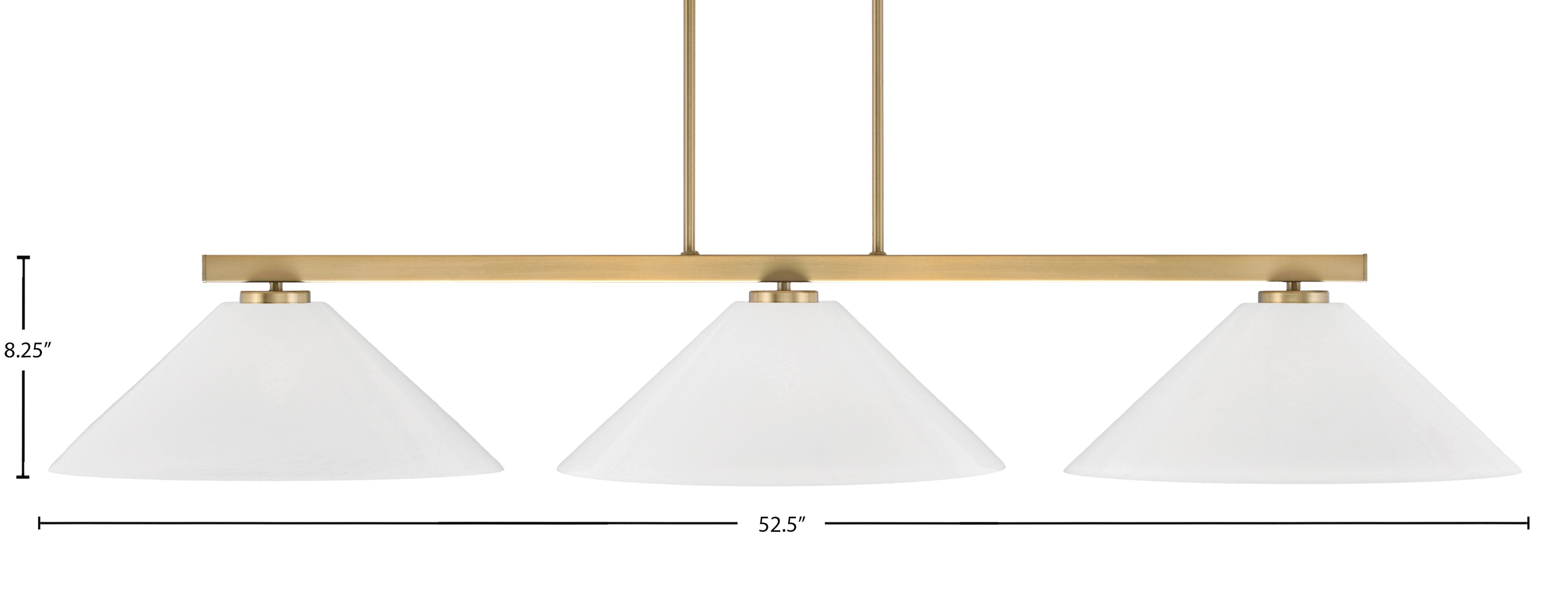 Atlas Three Light Bar in New Age Brass with 16" White Marble Shade