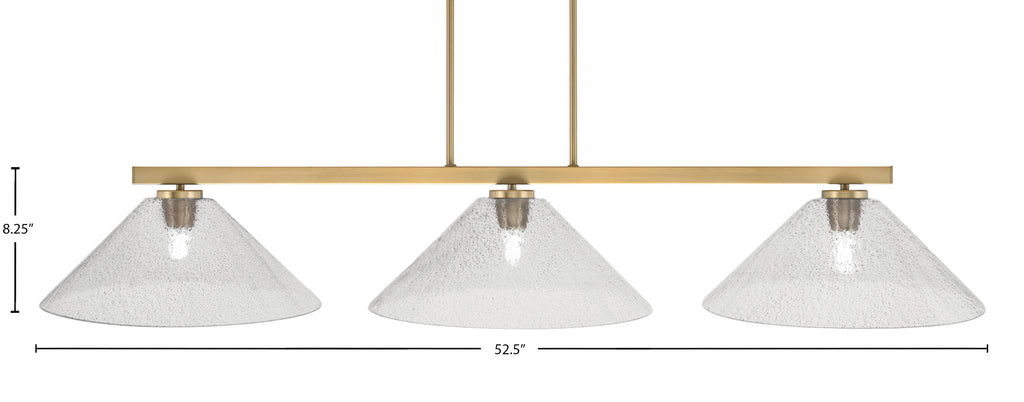 Atlas Three Light Bar in New Age Brass with 16" Smoke Bubble Shade