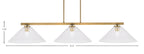 Atlas Three Light Bar in New Age Brass with 16" Clear Bubble Shade