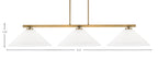 Atlas Three Light Bar in New Age Brass with 16" White Muslin Shade