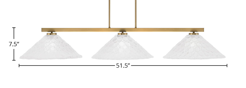 Atlas Three Light Bar in New Age Brass with 16" Italian Bubble Shade