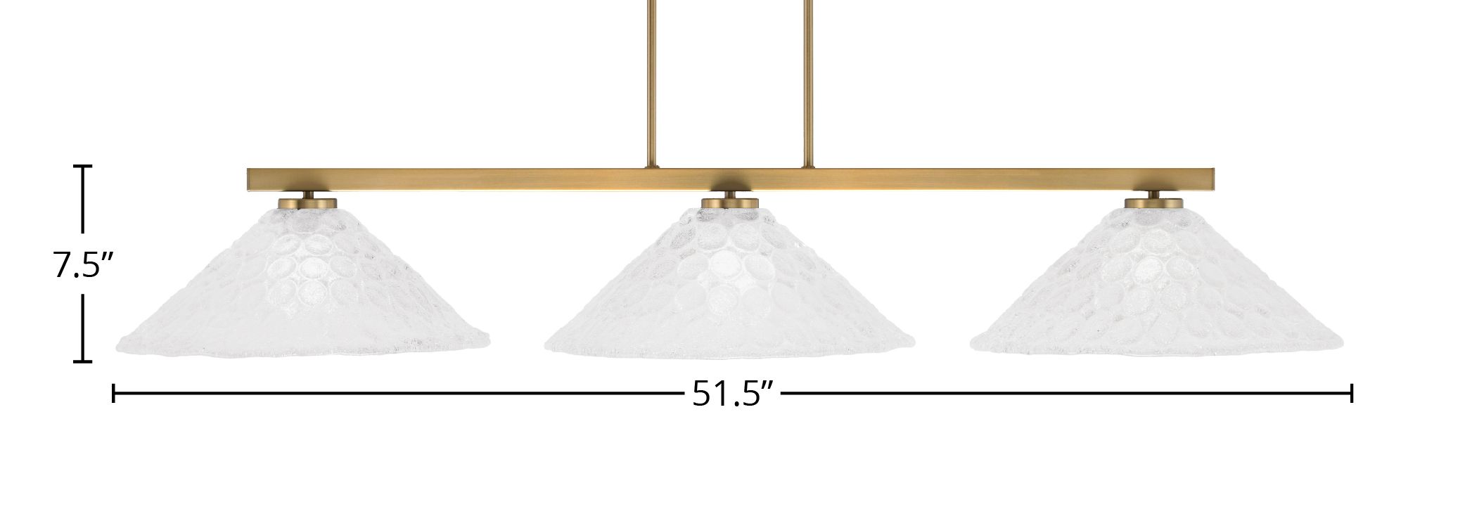 Atlas Three Light Bar in New Age Brass with 16" Italian Bubble Shade