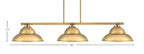 Atlas Three Light Bar in New Age Brass with 13" New Age Brass Double Bubble Metal Shades Shade