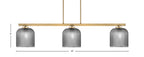 Atlas Three Light Bar in New Age Brass with 7" Smoke Textured Glass Shade