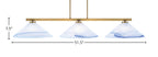 Atlas Three Light Bar in New Age Brass with 16" Blue Swirl Shade