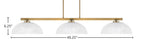 Atlas Three Light Bar in New Age Brass with 13" Clear Ribbed Shade