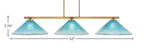 Atlas Three Light Bar in New Age Brass with 16" Teal Crystal Shade