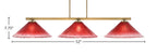 Atlas Three Light Bar in New Age Brass with 16" Raspberry Crystal Shade