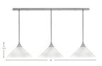 Stem Three Light Linear Pendalier in Brushed Nickel with White Marble Shade