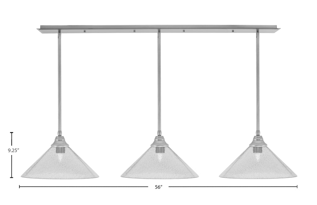 Stem Three Light Linear Pendalier in Brushed Nickel with Smoke Bubble Shade