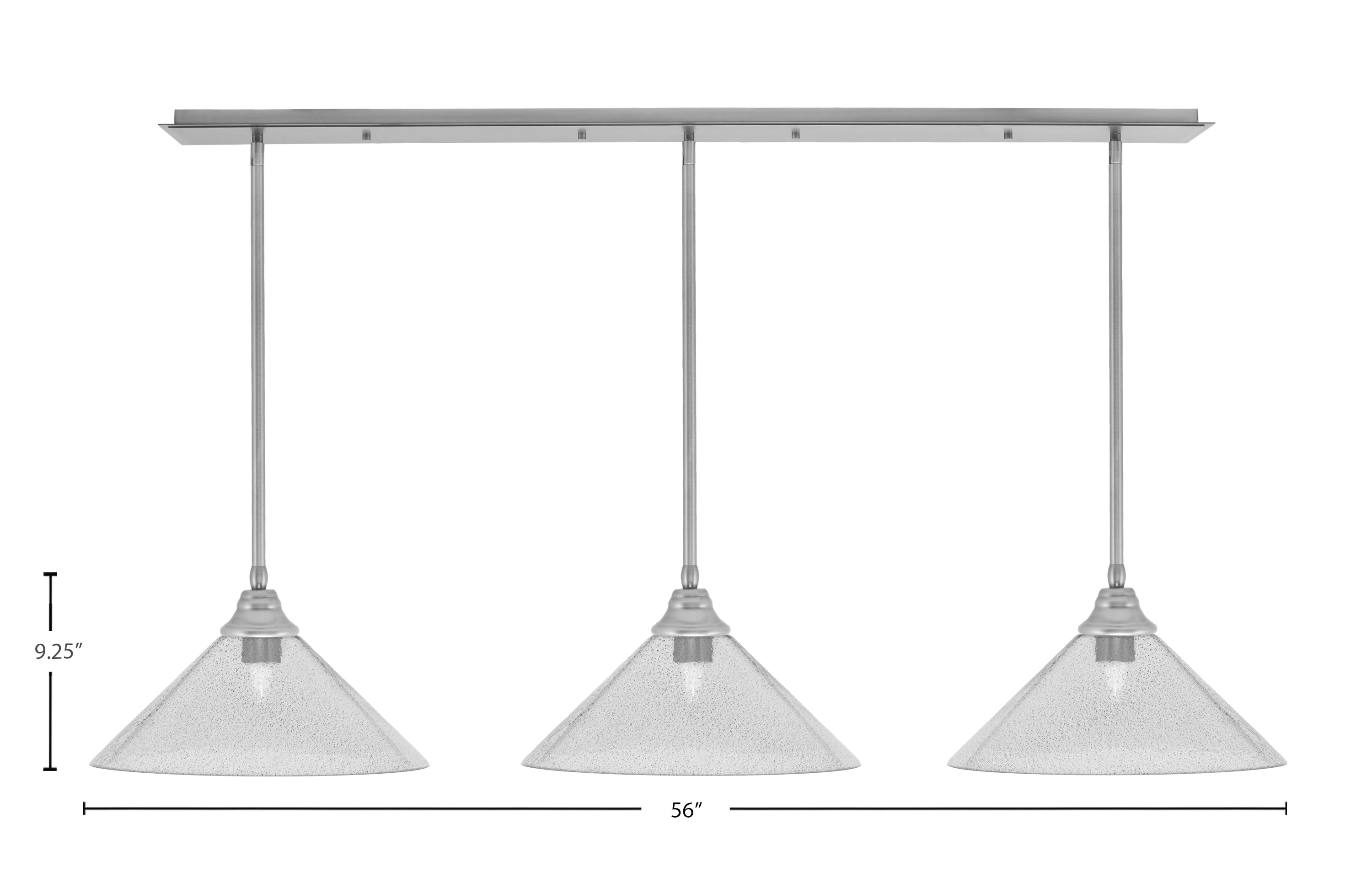Stem Three Light Linear Pendalier in Brushed Nickel with Smoke Bubble Shade