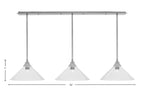 Stem Three Light Linear Pendalier in Brushed Nickel with Clear Bubble Shade