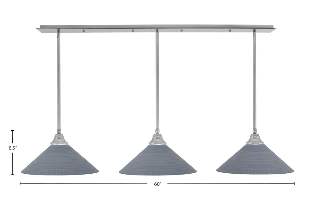 Any Three Light Linear Pendalier in Brushed Nickel with 16" Gray Matrix Shade