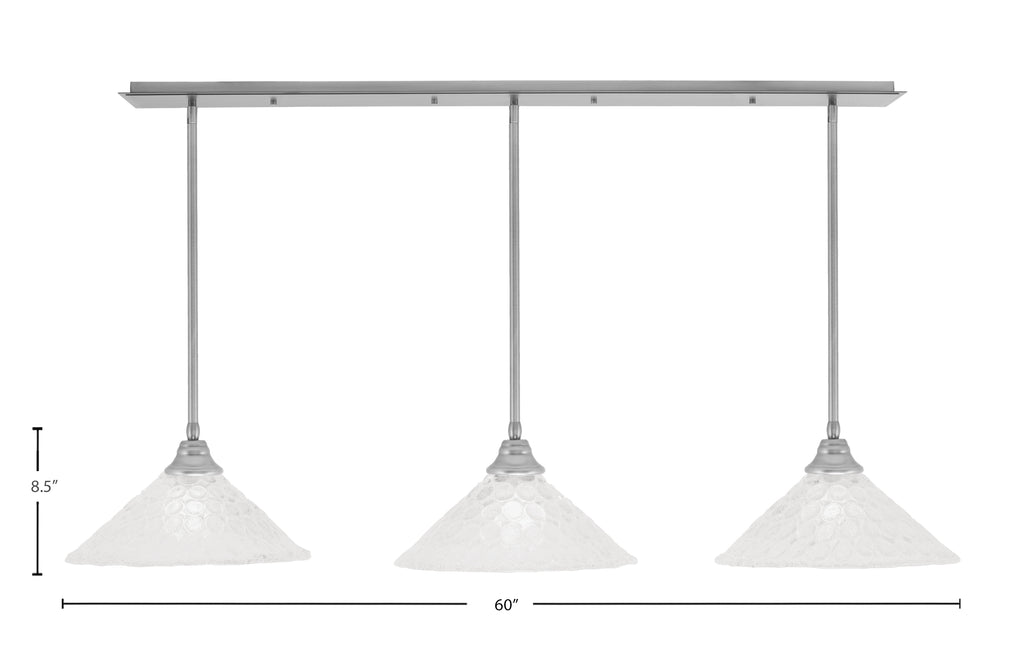 Any Three Light Multi Light Pendant in Brushed Nickel with 16" Italian Bubble Shade