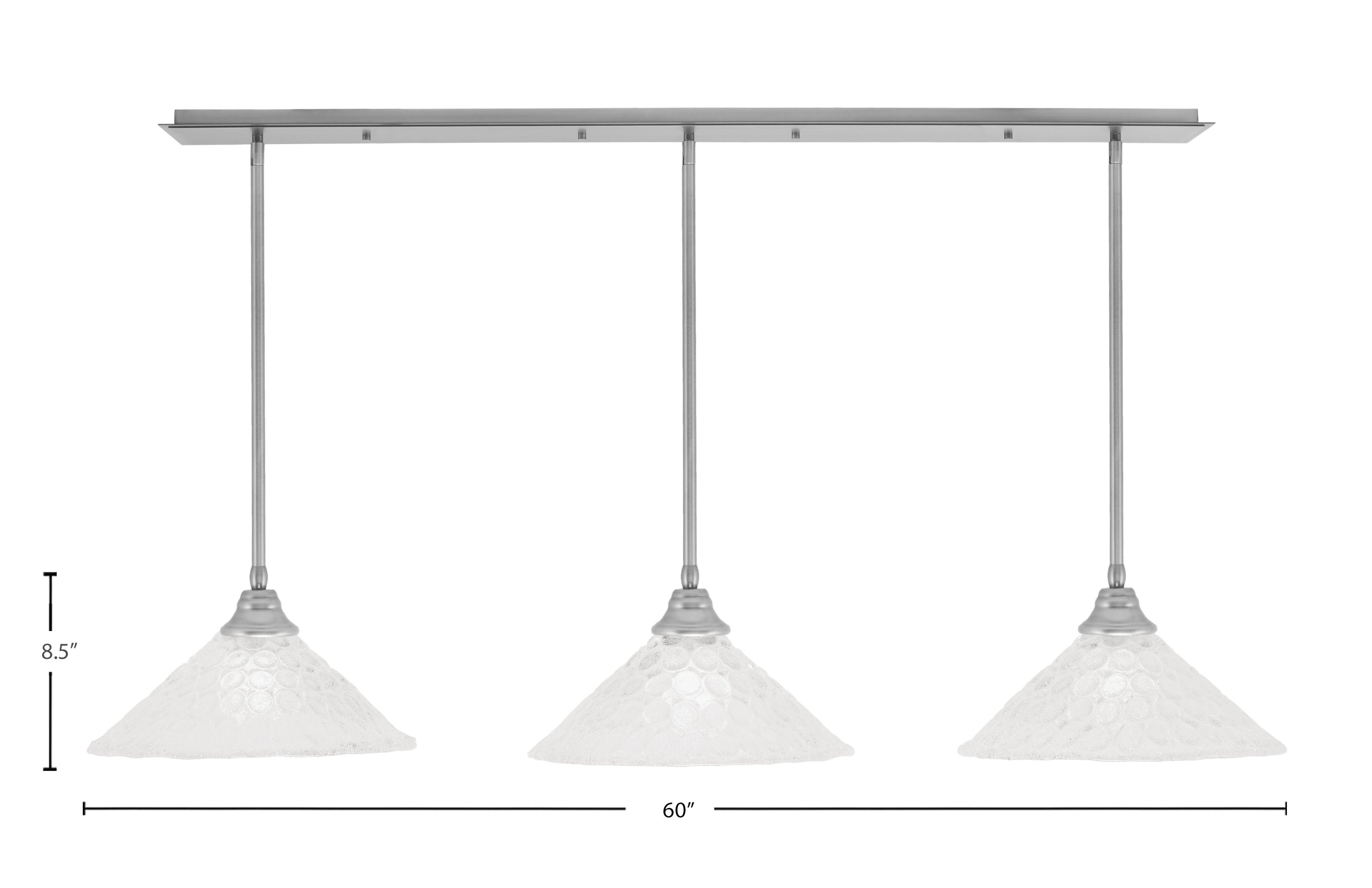Any Three Light Multi Light Pendant in Brushed Nickel with 16" Italian Bubble Shade