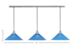 Any Three Light Multi Light Pendant in Brushed Nickel with 16" Blue Italian Shade