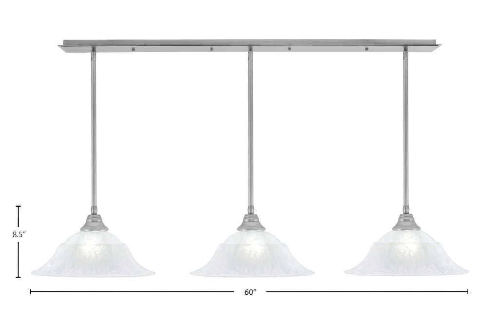 Any Three Light Multi Light Pendant in Brushed Nickel with 16" White Marble Shade