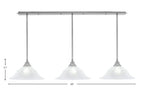 Any Three Light Multi Light Pendant in Brushed Nickel with 16" White Marble Shade