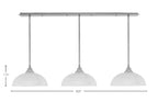Stem Three Light Linear Pendalier in Brushed Nickel with Clear Ribbed Shade