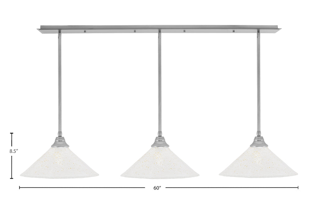 Any Three Light Multi Light Pendant in Brushed Nickel with 16" Gold Ice Shade