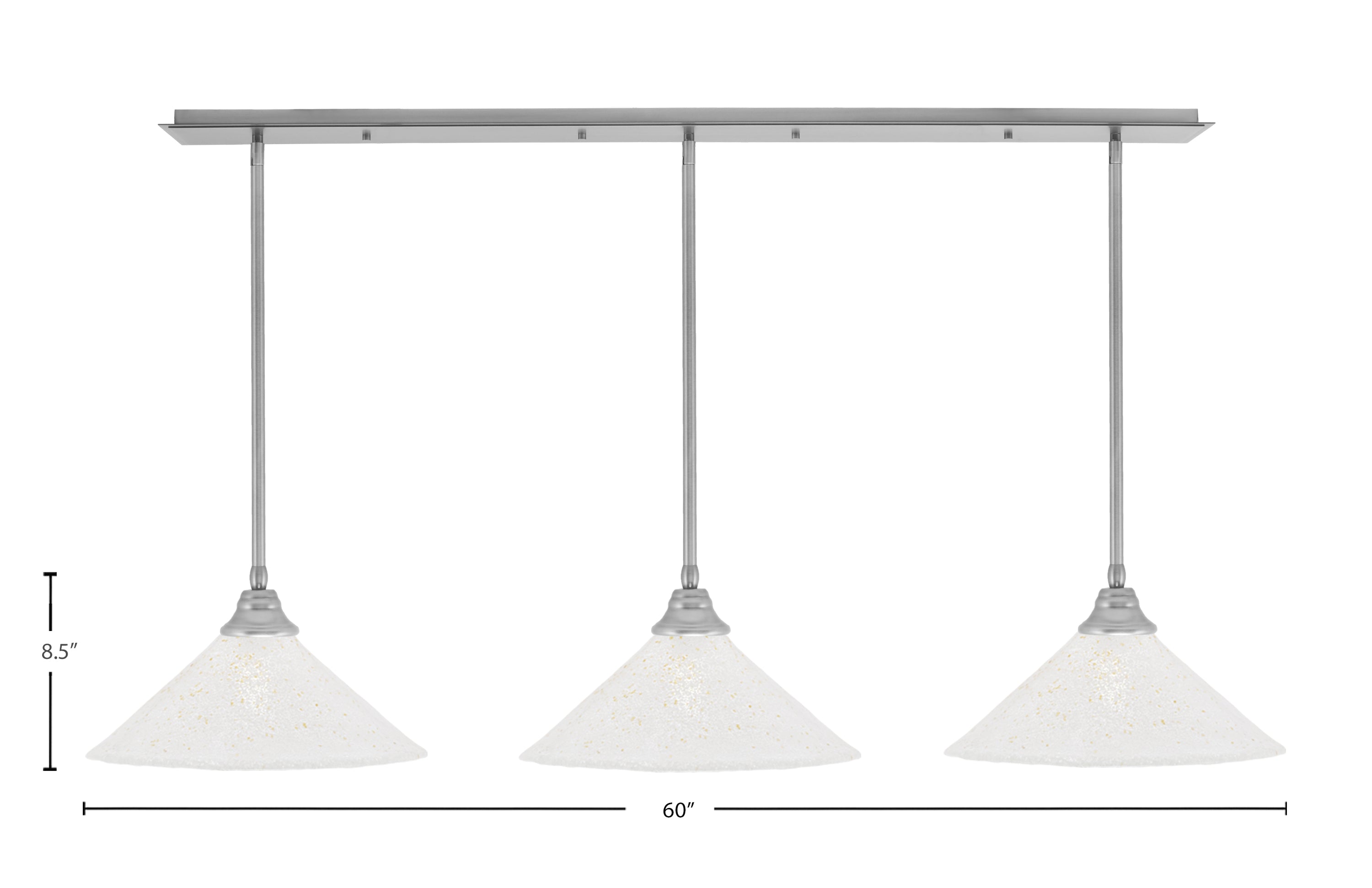 Any Three Light Multi Light Pendant in Brushed Nickel with 16" Gold Ice Shade