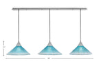 Any Three Light Multi Light Pendant in Brushed Nickel with 16" Teal Crystal Shade