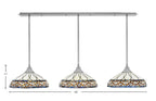 Any Three Light Multi Light Pendant in Brushed Nickel with 16" Royal Merlot Art Glass Shade