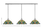 Any Three Light Multi Light Pendant in Brushed Nickel with 19" Kaleidoscope Art Glass Shade