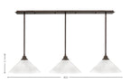 Stem Three Light Linear Pendalier in Bronze with 16" White Marble Shade