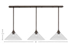 Stem Three Light Linear Pendalier in Bronze with Smoke Bubble Shade