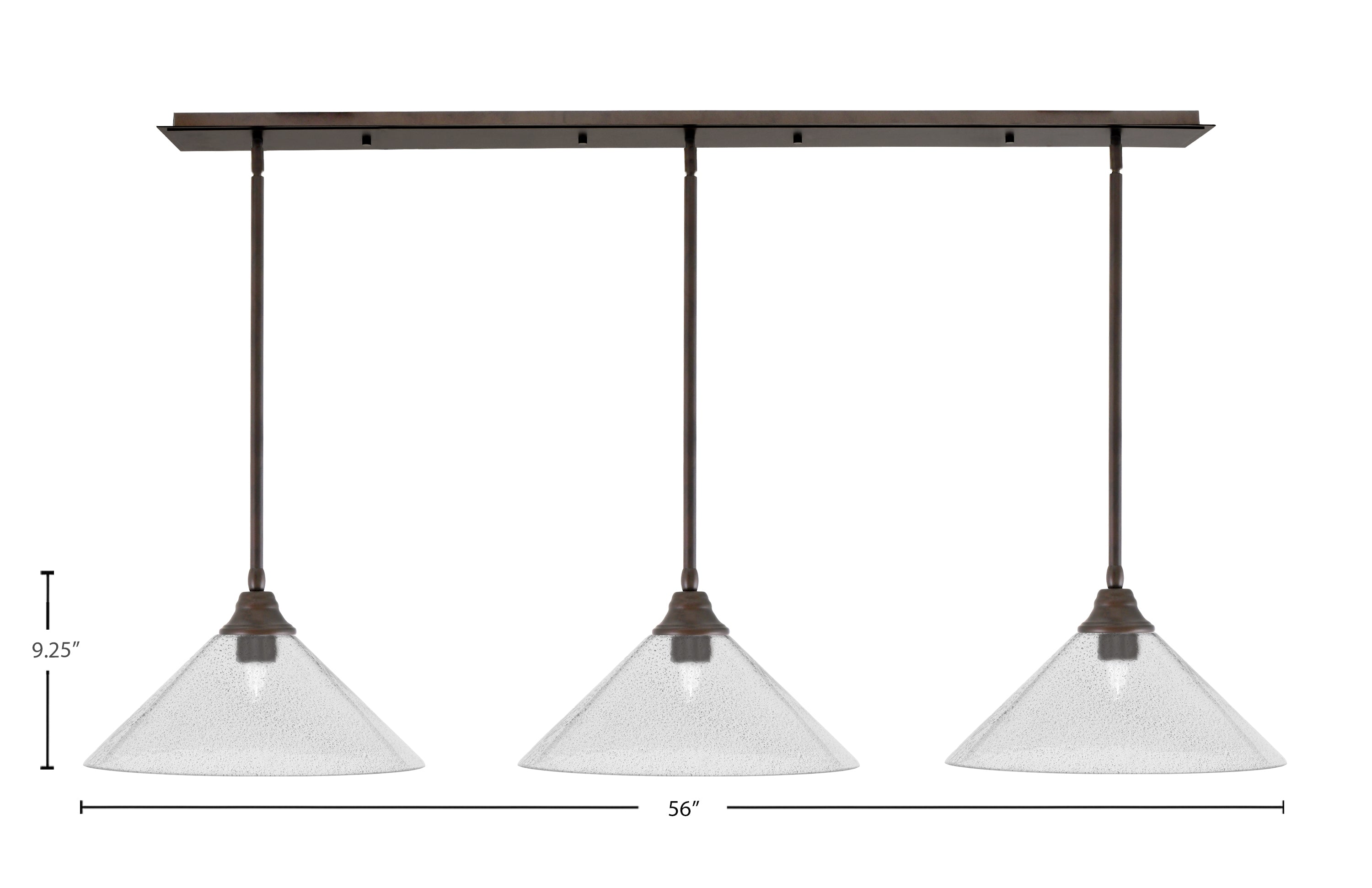 Stem Three Light Linear Pendalier in Bronze with Smoke Bubble Shade