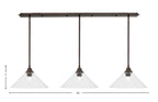 Stem Three Light Linear Pendalier in Bronze with Clear Bubble Shade