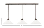 Stem Three Light Linear Pendalier in Bronze with White Muslin Shade