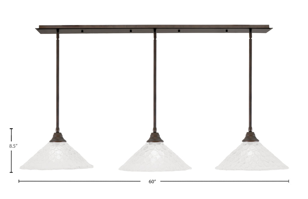 Any Three Light Multi Light Pendant in Bronze with 16" Italian Bubble Shade