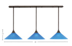 Any Three Light Multi Light Pendant in Bronze with 16" Blue Italian Shade