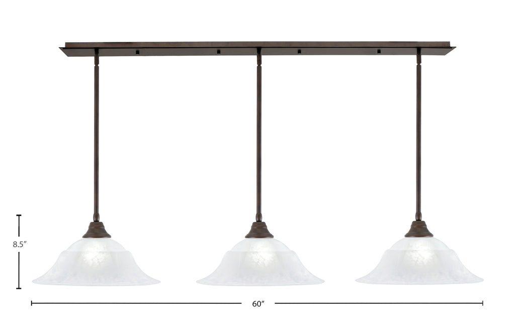 Any Three Light Multi Light Pendant in Bronze with 16" White Marble Shade