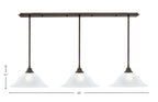 Any Three Light Multi Light Pendant in Bronze with 16" White Marble Shade
