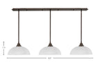 Stem Three Light Linear Pendalier in Bronze with Clear Ribbed Shade
